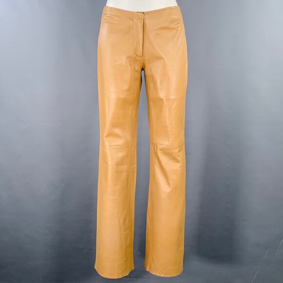 MICHAEL KORS Size 2 Tan Leather Bootcut Casual Pants - Picture 1 of 5
